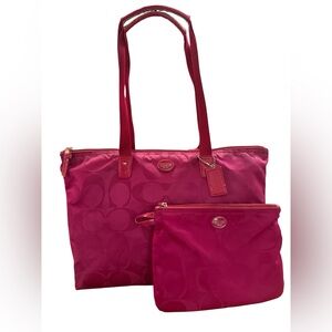 Coach Signature Nylon Getaway Packable Weekender Tote w/ Snap Pouch